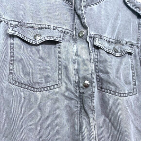 Max Jeans Womens Size Medium Light Gray Tencel Utility Jacket Grunge Gorpcore - Picture 4 of 8
